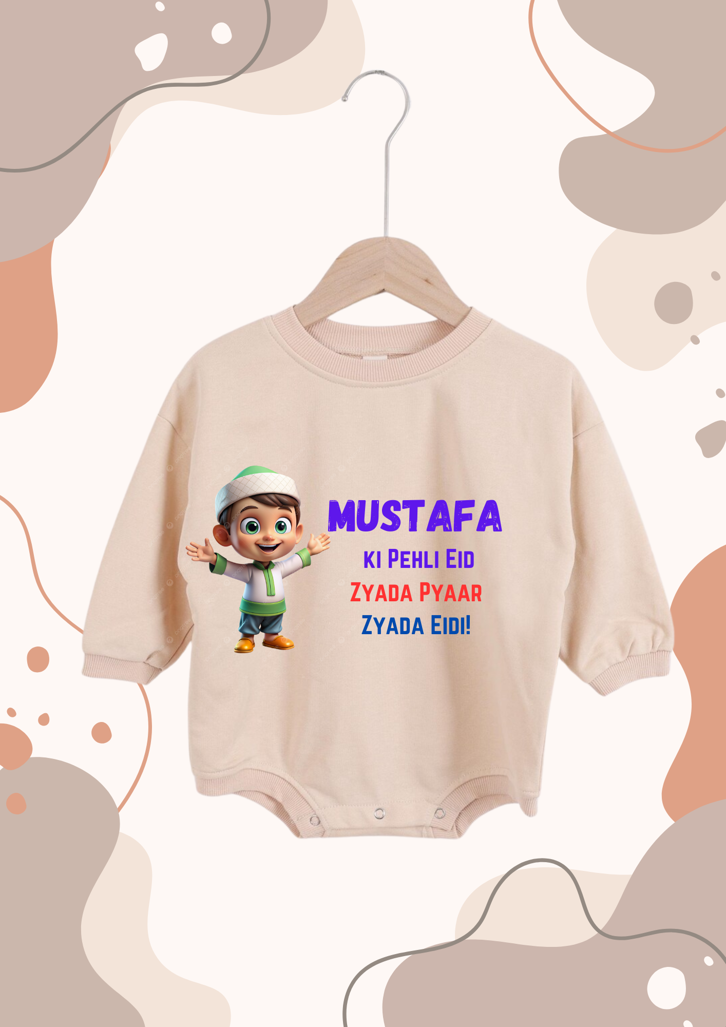 "[BABY NAME] Ki Pehli Eid – Zyada Pyaar, Zyada Eidi" Baby Romper