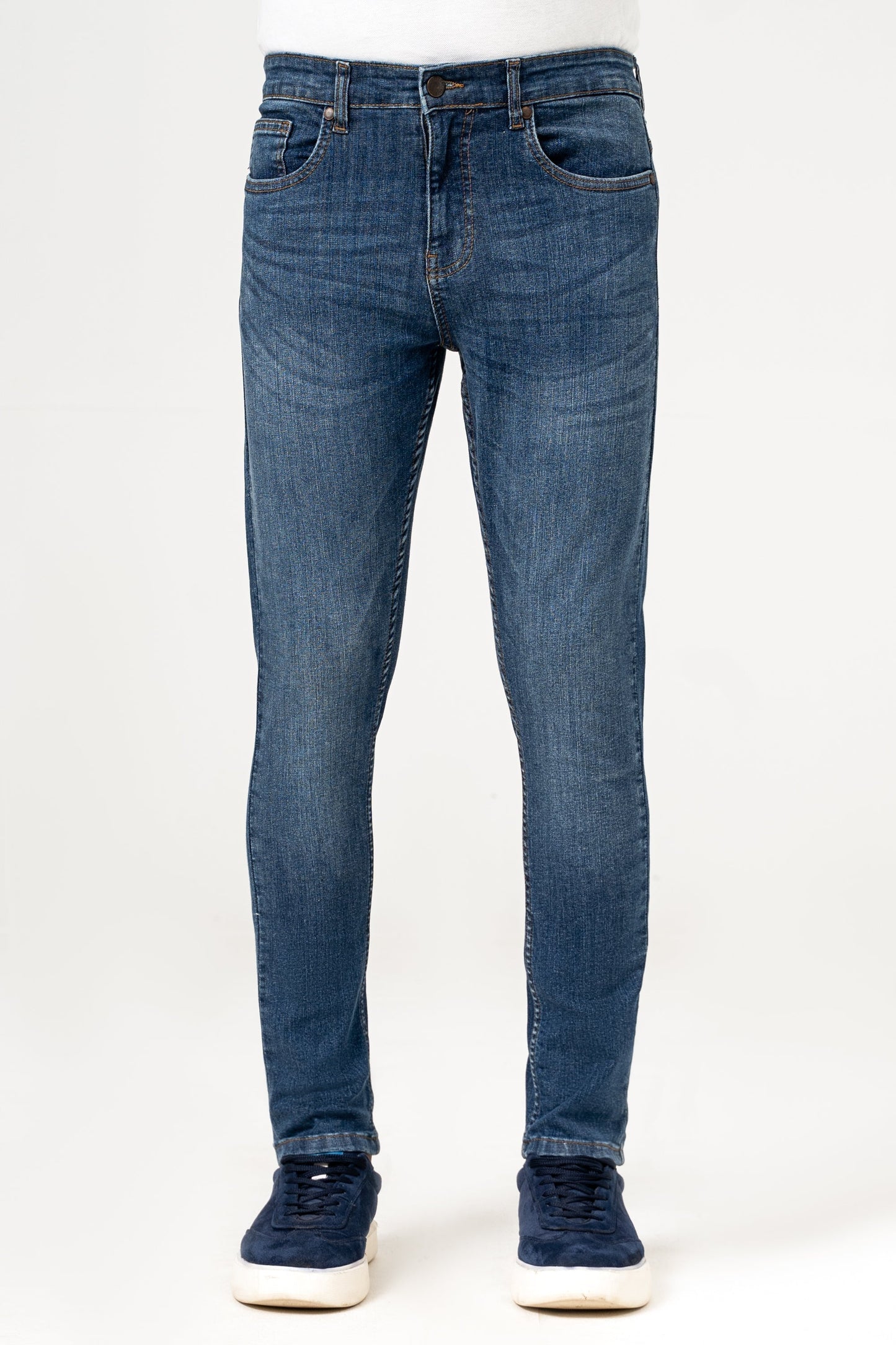 SKINNY LEG DENIM JEANS MID BLUE