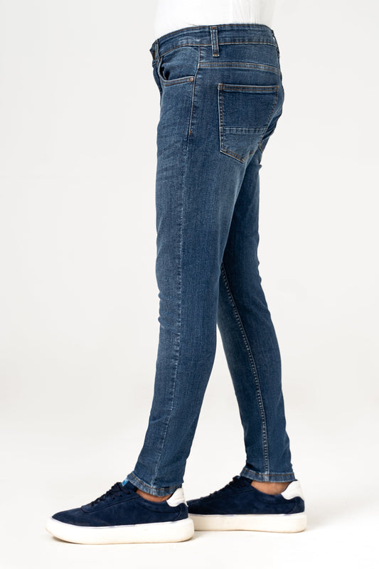 SKINNY LEG DENIM JEANS MID BLUE