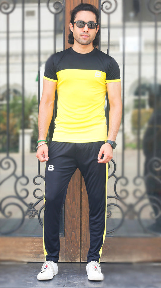 YELLOW-BLACK DRII-FIT SUMMER TRACKSUIT